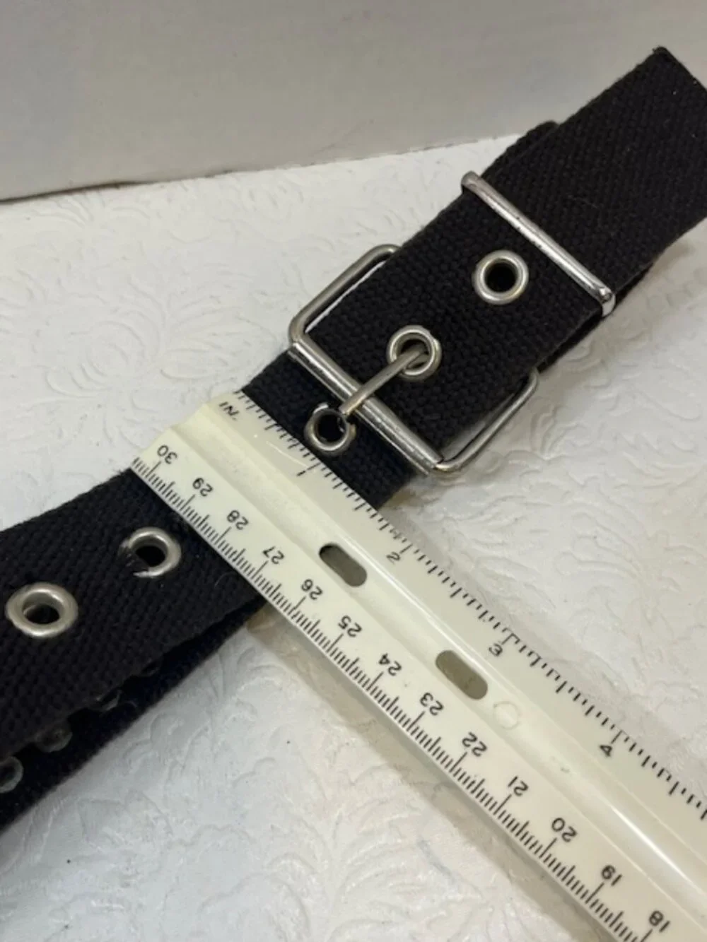 VTG Brown Cotton Canvas Belt Multi-Colored Studs Metal Buckle Single Prong 28